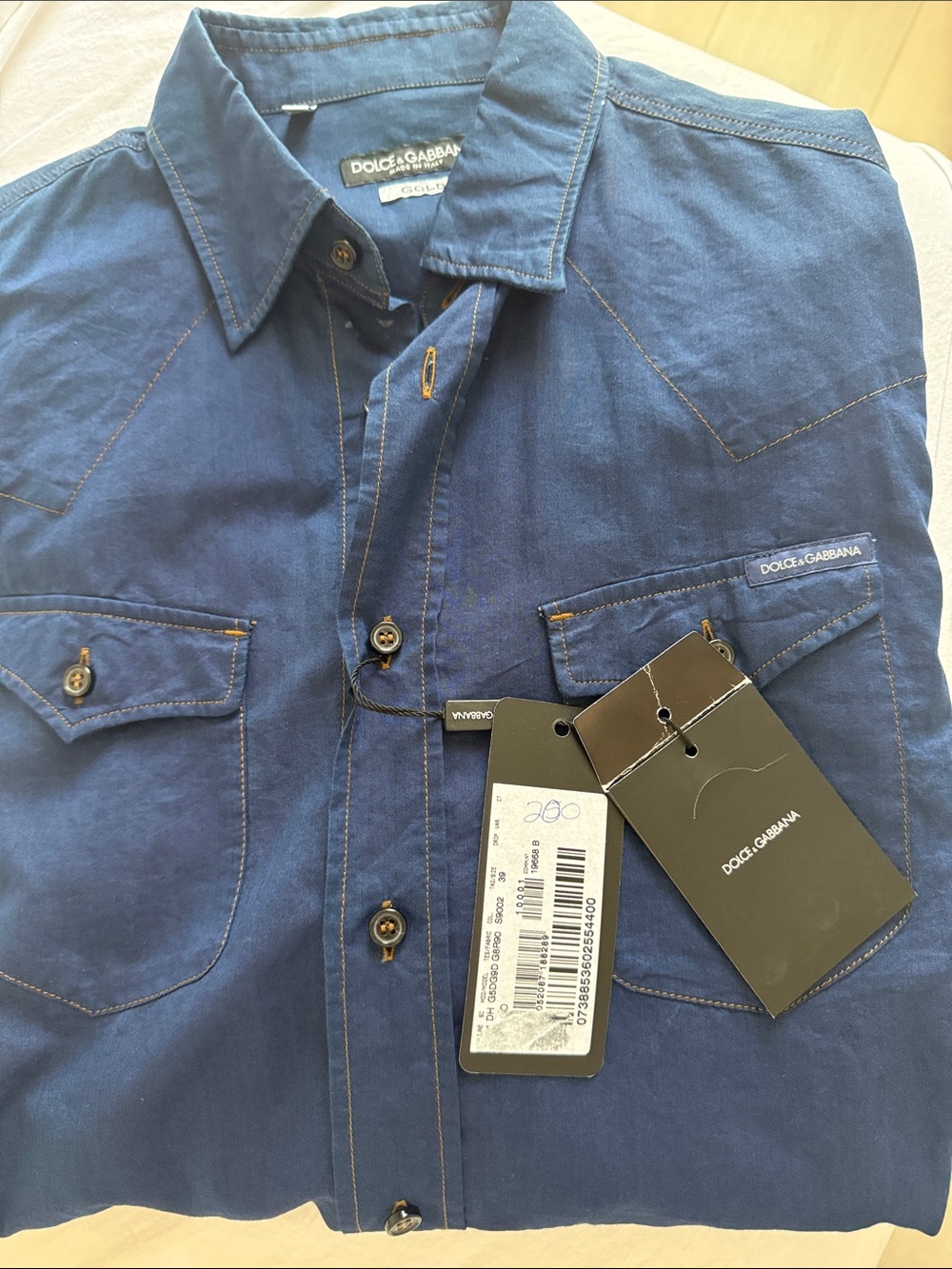 Dolce & Gabbana Navy Blue Casual Button-Down Shirt